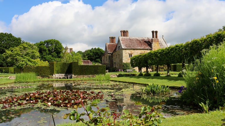 Looking over a pond towards the Jacobean house.